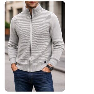 Trash Nouveau Men's Gray Full-Zip Sweater size S